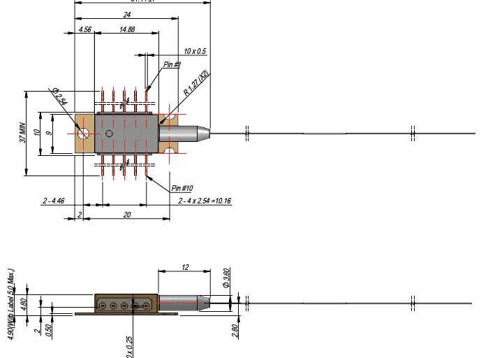 10-Pin 980nmポンプレーザモジュール(600mW)